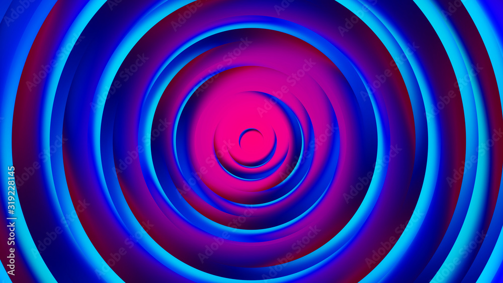 Naklejka premium Pink purple neon circles abstract background.3D illustration with paper cut style.