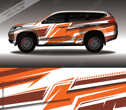 Car wrap decal design vector, custom livery race rally car vehicle sticker and tinting. © 21graphic