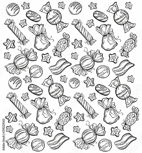 A series of vector graphic sweets, caramels