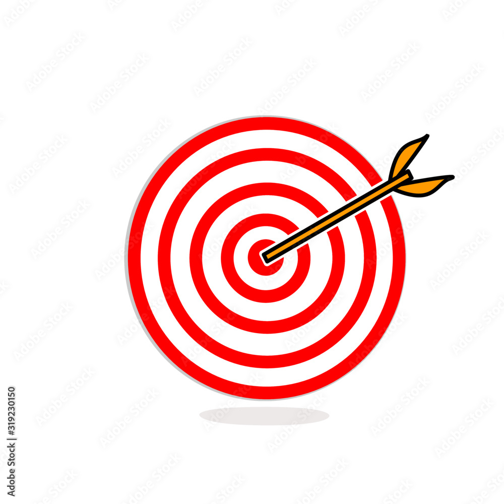 Vector image of arrow is exactly on the target Vector illustration on white background. Vector image of arrow is exactly on the target Vector illustration on white background.