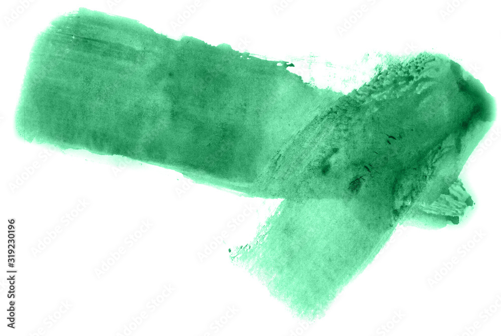 Fototapeta premium Abstract watercolor background hand-drawn on paper. Volumetric smoke elements. Green color. For design, web, card, text, decoration, surfaces.