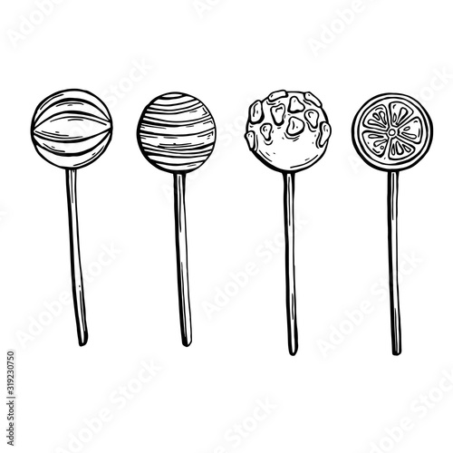 A series of vector graphic sweets, caramels