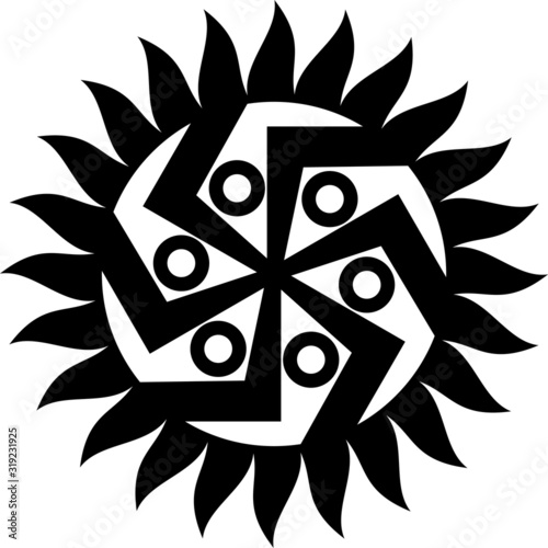 Abstract symbol in shape of sun with spinning wheel - kolovrat.