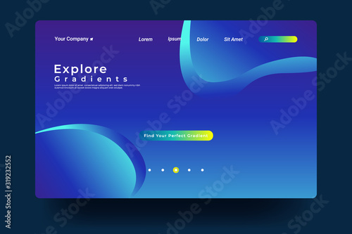 Website Landing Page with gradient colorful Background. Modern design. Easy editable For landing page, banner, website, homepage, card, ui, or apps. Vector illustration