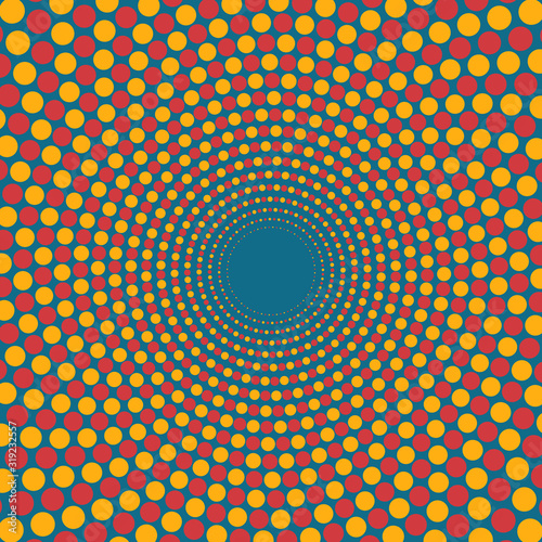 swirl optical illusion. halftone dots background