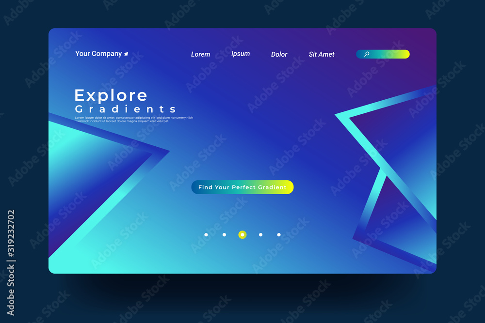 Website Landing Page with gradient colorful Background. Modern design. Easy editable For landing page, banner, website, homepage, card, ui, or apps. Vector illustration