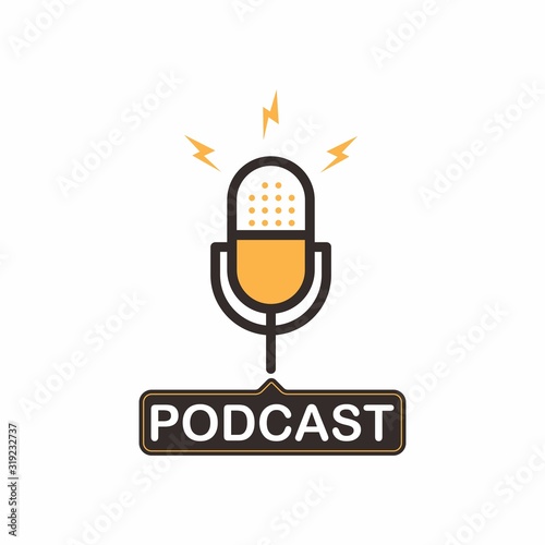Podcast radio logo illustration