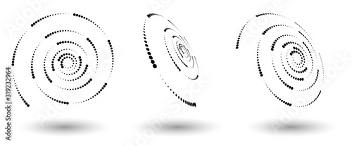 Modern abstract background. Halftone dots in circle form. Round logo. Vector dotted frame. Design element or icon.