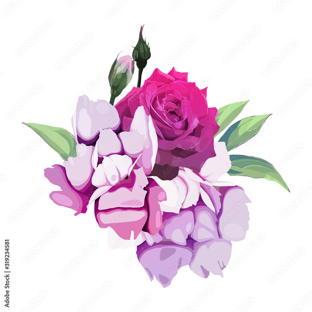 Bouquet of flowers, can be used as greeting card, invitation card for wedding, birthday and other holiday and summer background. Vector Bouquet of flowers, can be used as greeting card, invitation card for wedding, birthday and other holiday and summer background. Vector