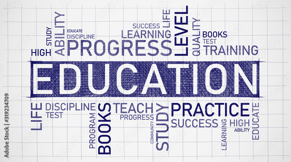Education Wordcloud Concept Background With Words On Graph Paper Education Wordcloud Concept Background With Words On Graph Paper