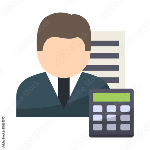 Accountant isolated flat color icon
