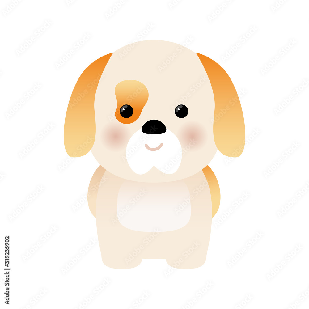 Cartoon funny cute dog isolated on white background. Puppy Cartoon funny cute dog isolated on white background. Puppy