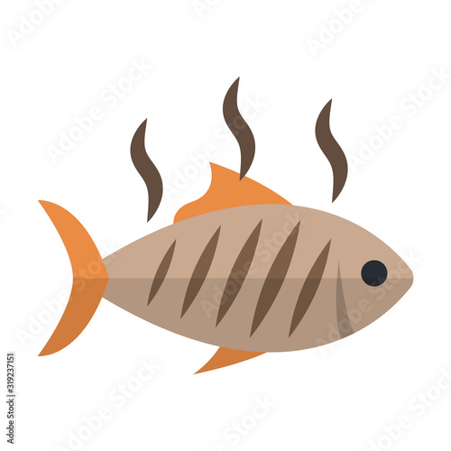 grilled fish flat color vector icon