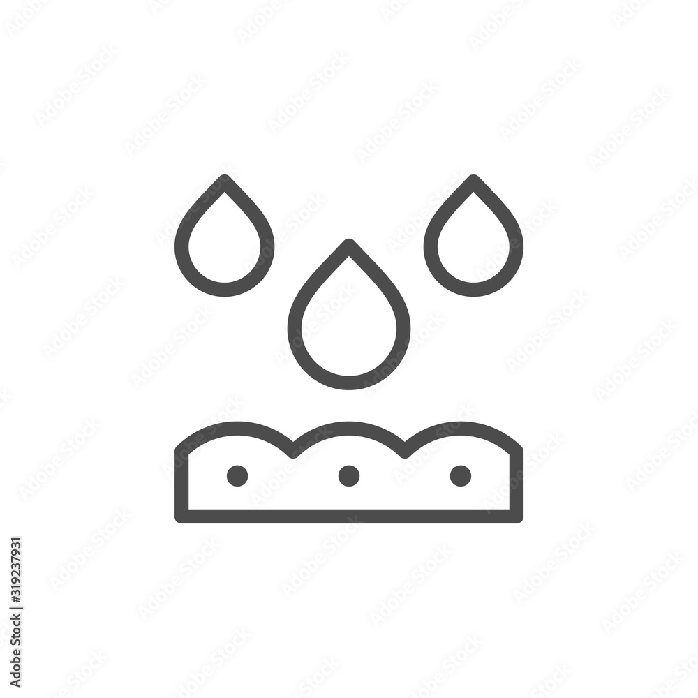Watering line outline icon and soil concept Watering line outline icon and soil concept