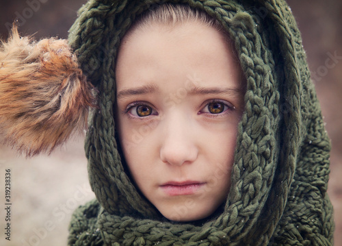 portrait of a girl in cold weather 