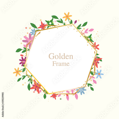 Flowers geometric polygonal frame. Vintage art decors. Elegant  trendy  luxury vector collection of polyhedrons art deco style for wedding invitations  luxury templates  decorative patterns.