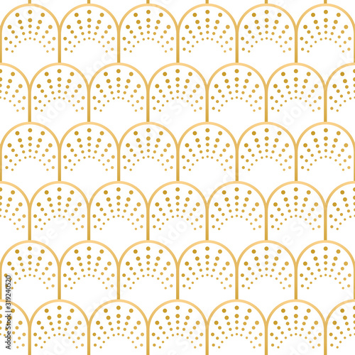 Artdeco gold and white vintage geometric seamless vector pattern.