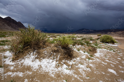 Hailstones after a storm in Death Valley
