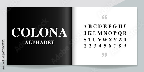 Premium font and alphabet set. Lettering Design for magazine, poster, logo or advertising media. Typography fonts uppercase and number.