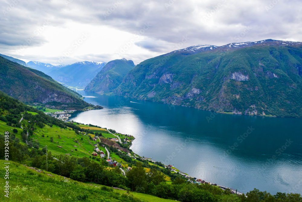 The landscape of Aurlandsfjord in Norway.