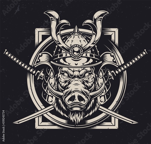 Animal warrior vintage monochrome concept