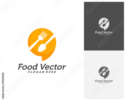Food talk logo design vector. Restaurant, food court, cafe logo template. Icon symbol. Illustration
