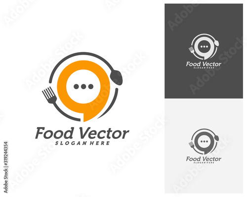 Food talk logo design vector. Restaurant, food court, cafe logo template. Icon symbol. Illustration