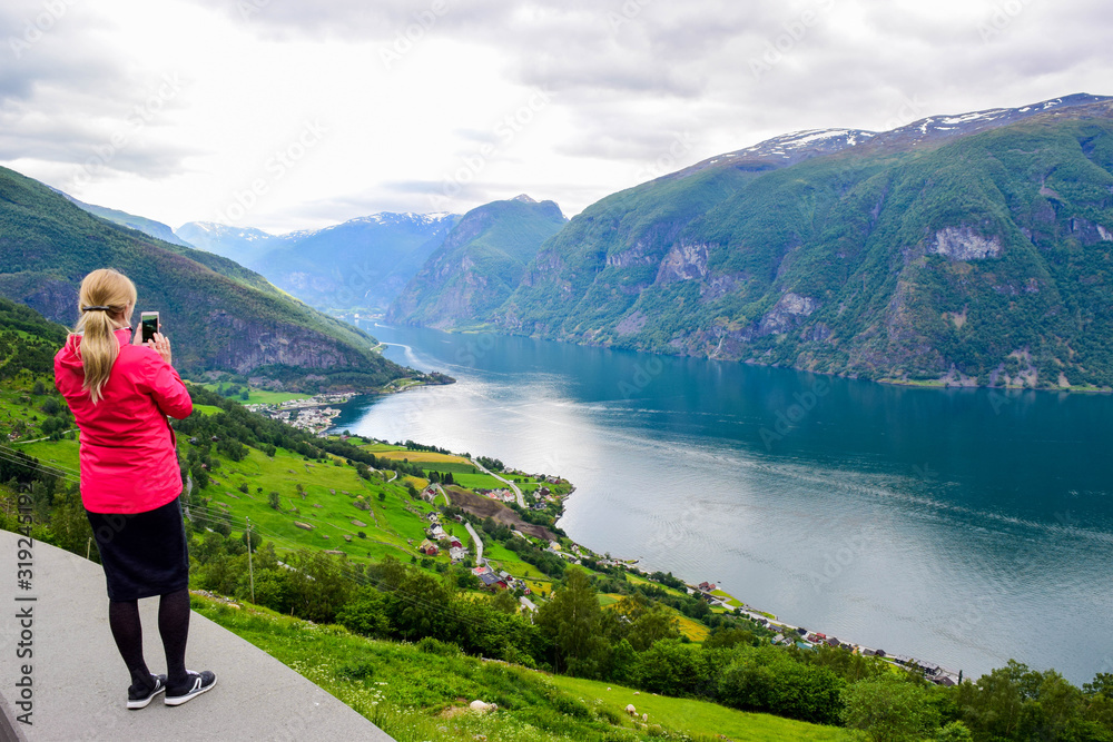 The landscape of Aurlandsfjord in Norway.