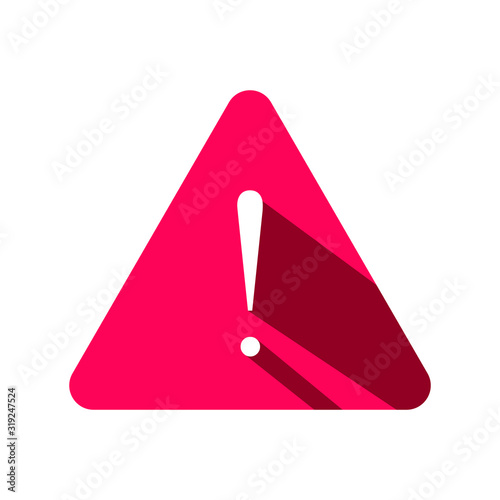 Warning vector icon illustration sign. Danger sign flat design. Caution error icon. Exclamation point in a triangle.