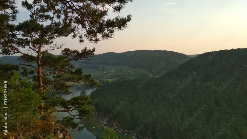 Beautiful view from the mountains to the river Beautiful view from the mountains to the river