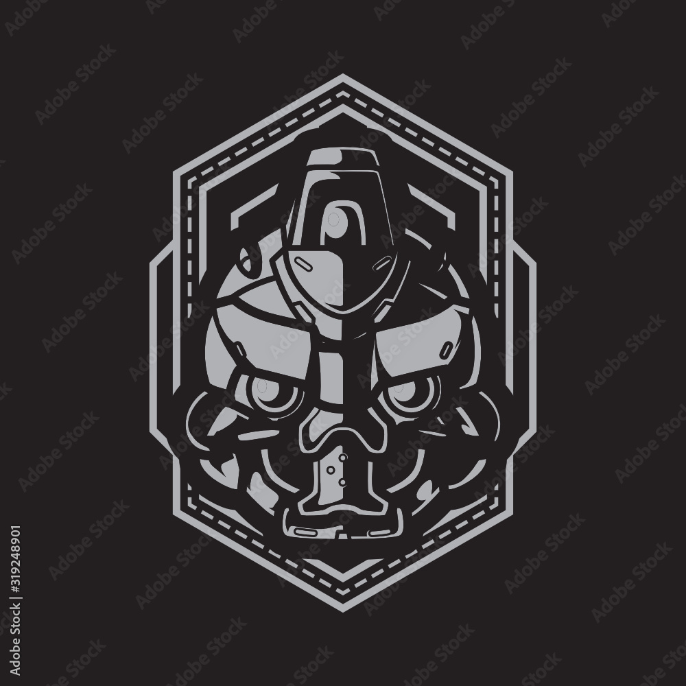 Obraz premium Mecha Robot Head Logo, Template Images