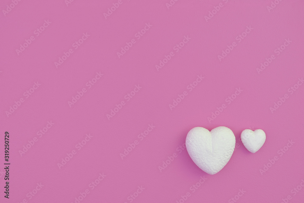 Valentines day with white hearts on a pink background Valentines day with white hearts on a pink background