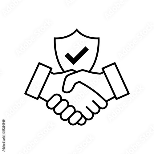 Trust icon vector. Handshake icon. Partnership and agreement symbol. Trust for protection photo