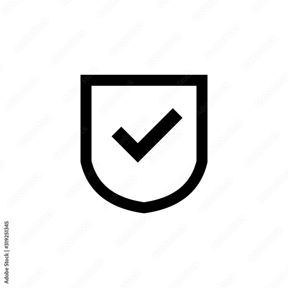 Shield check mark logo icon isolated on white background. Protection approve sign. Safe icon vector