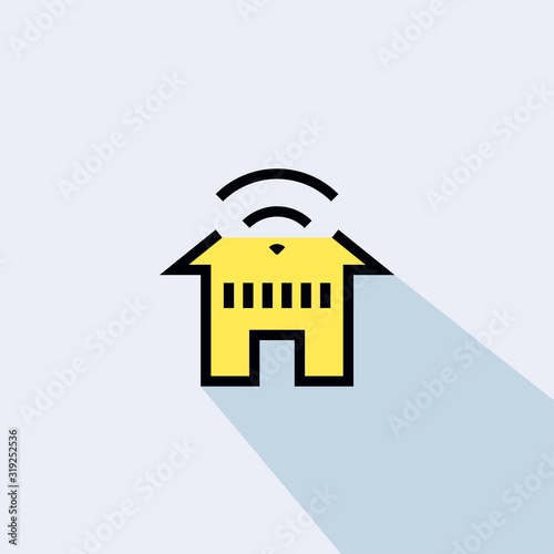 smart house with wireless liner fill vector icon - ui icon vector