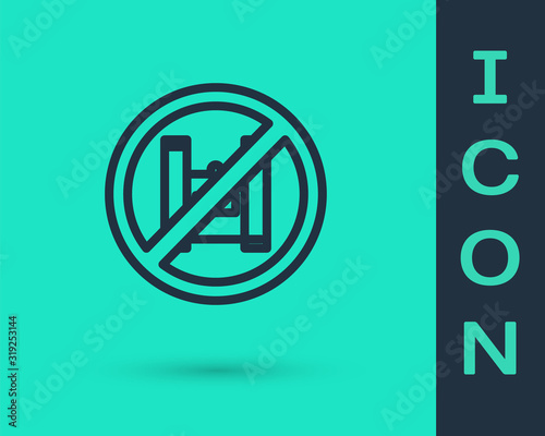 Black line Say no to plastic bags poster icon isolated on green background. Disposable cellophane and polythene package prohibition sign. Vector Illustration
