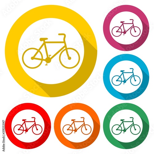 Bicycle icon isolated with long shadow