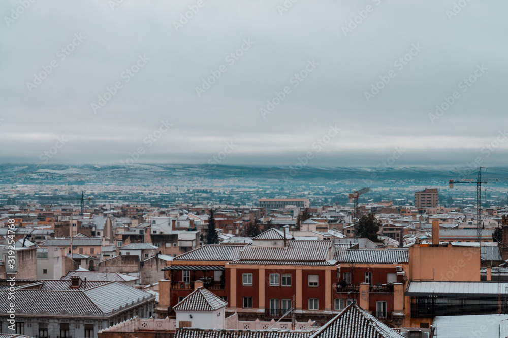 Granada city after a big snowfall