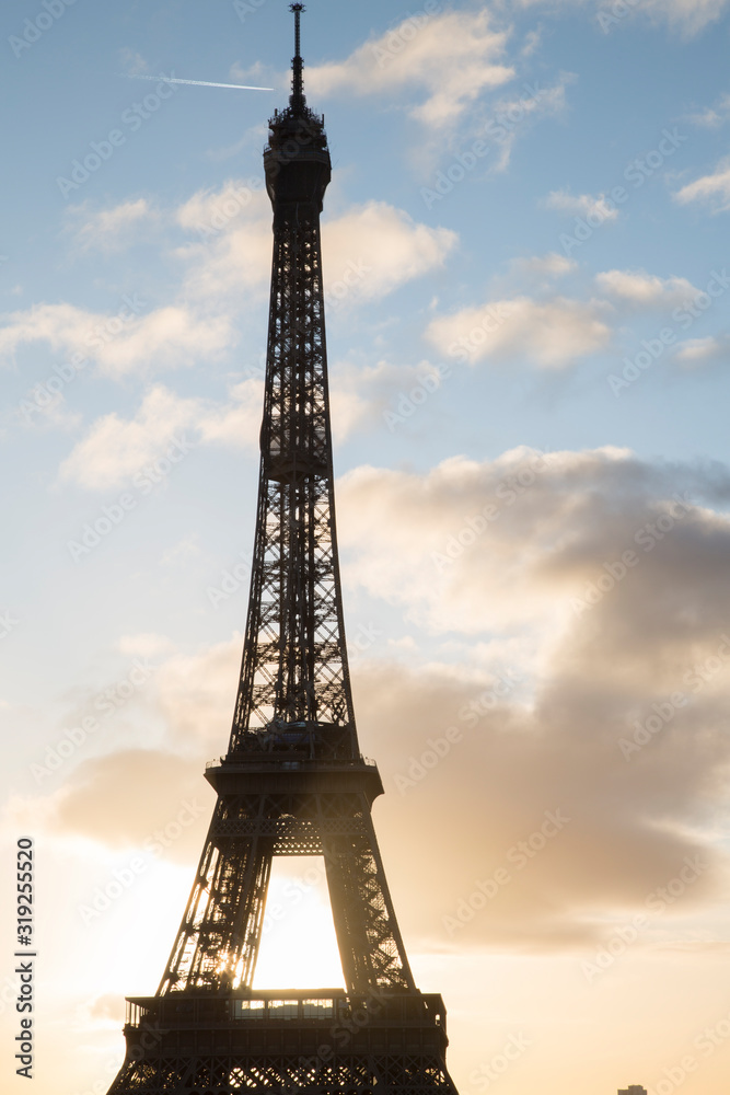 Eiffel Tower in Silhouette, Paris