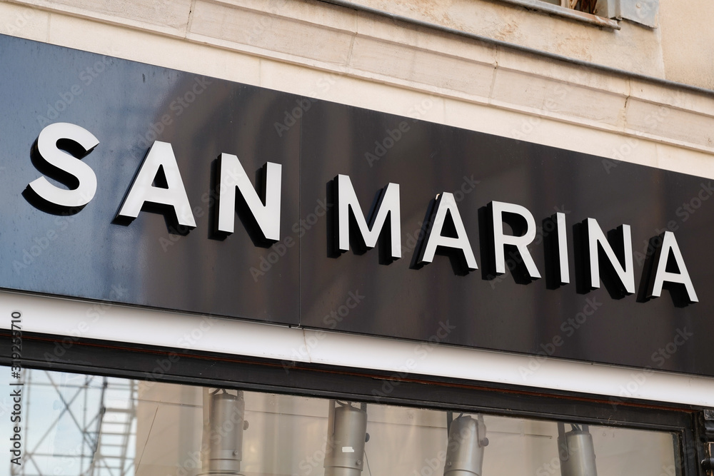 san marina logo sign store shoe shop in France sell shoes man woman Stock  Photo | Adobe Stock