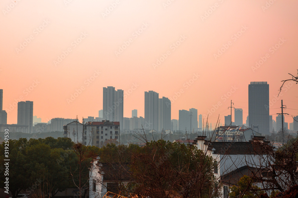 Fototapeta premium new york city skyline at sunset