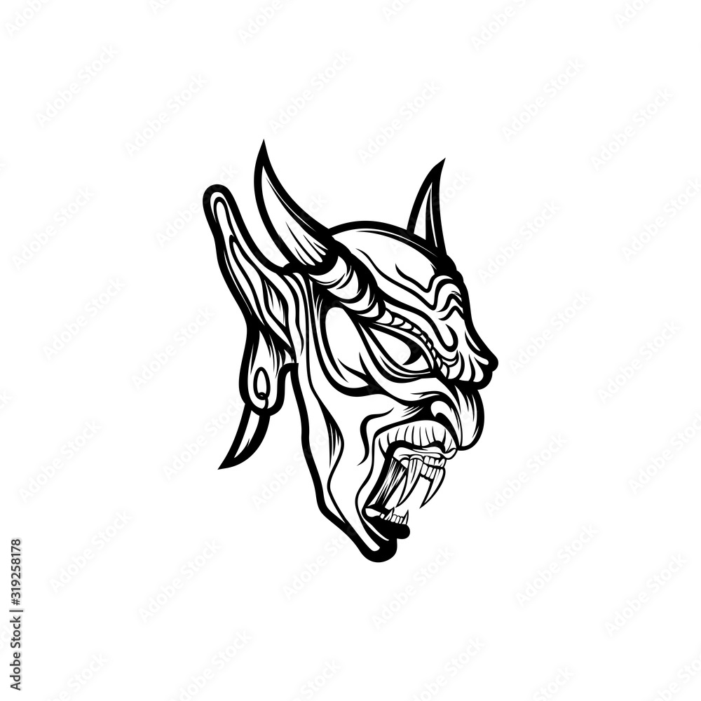 Obraz premium devil head illustration vector art