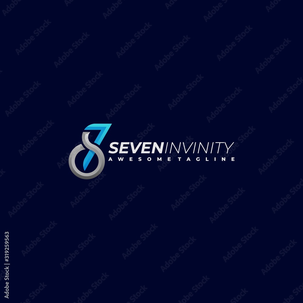 Vector Logo Illustration Seven Infinity Line Art Style Vector Logo Illustration Seven Infinity Line Art Style