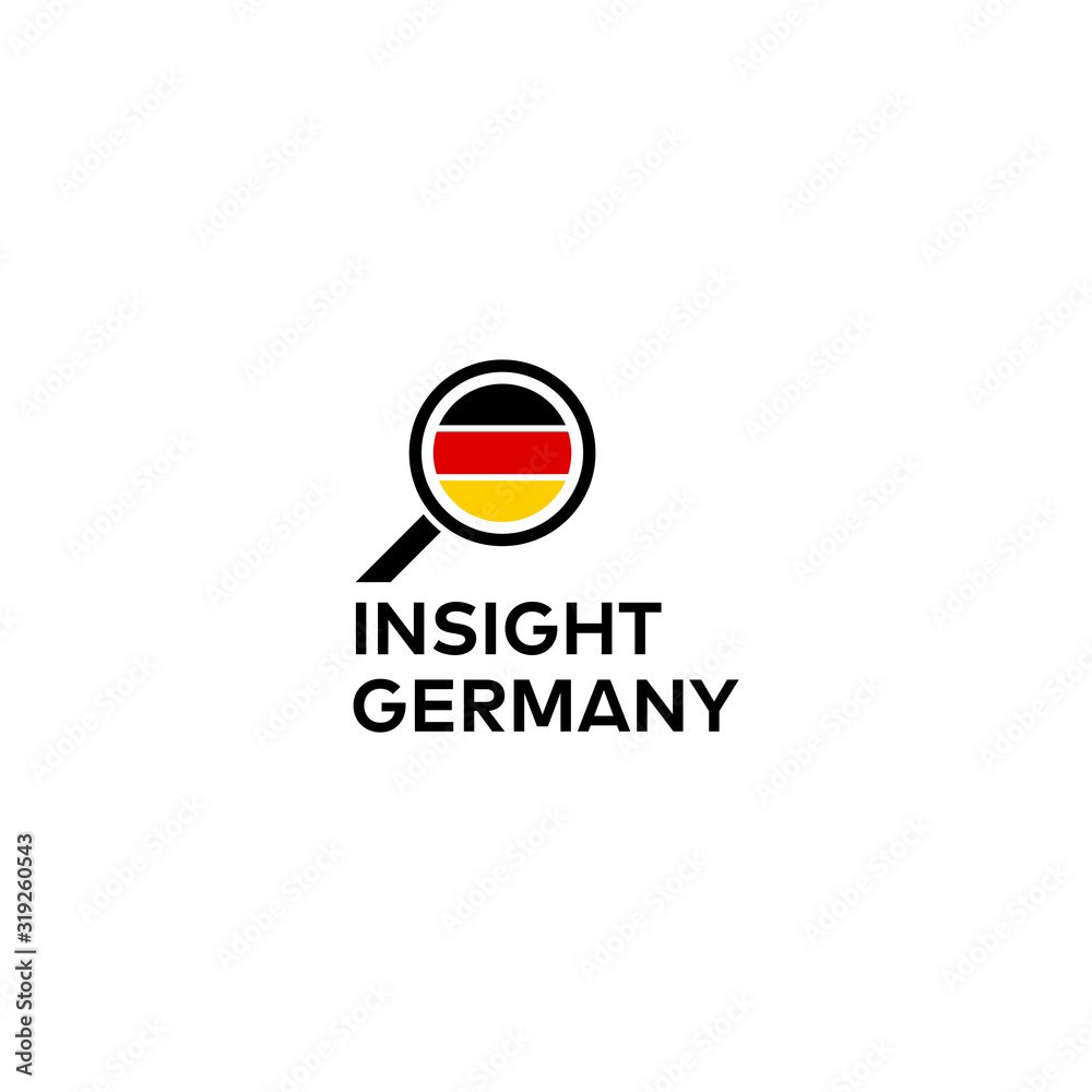 Modern logo design of Germany Flag and searching icon with white background - EPS10 - Vector. Modern logo design of Germany Flag and searching icon with white background - EPS10 - Vector.