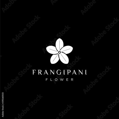 Simple logo design of frangipani flower with dark background - EPS10 - Vector.