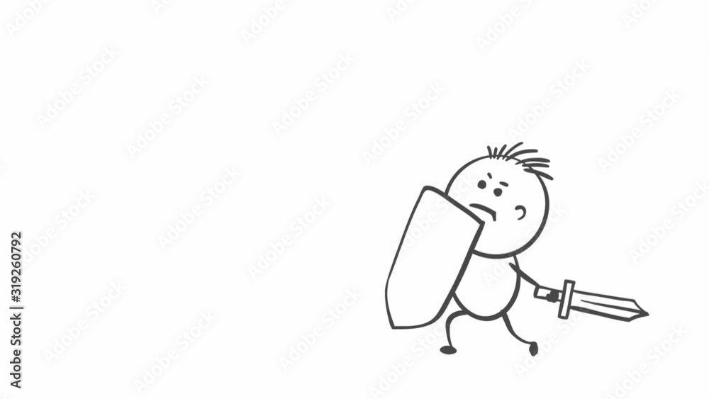 Battle with disease. Graphic animation, funny little man kills flying viruses. Battle with disease. Graphic animation, funny little man kills flying viruses.