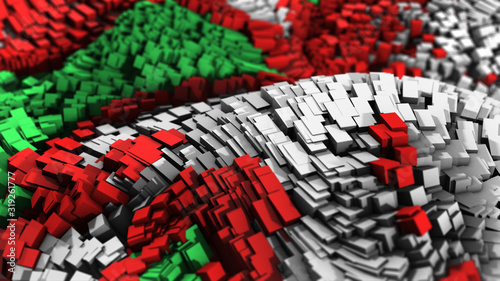 3d cubes ocean red green white background