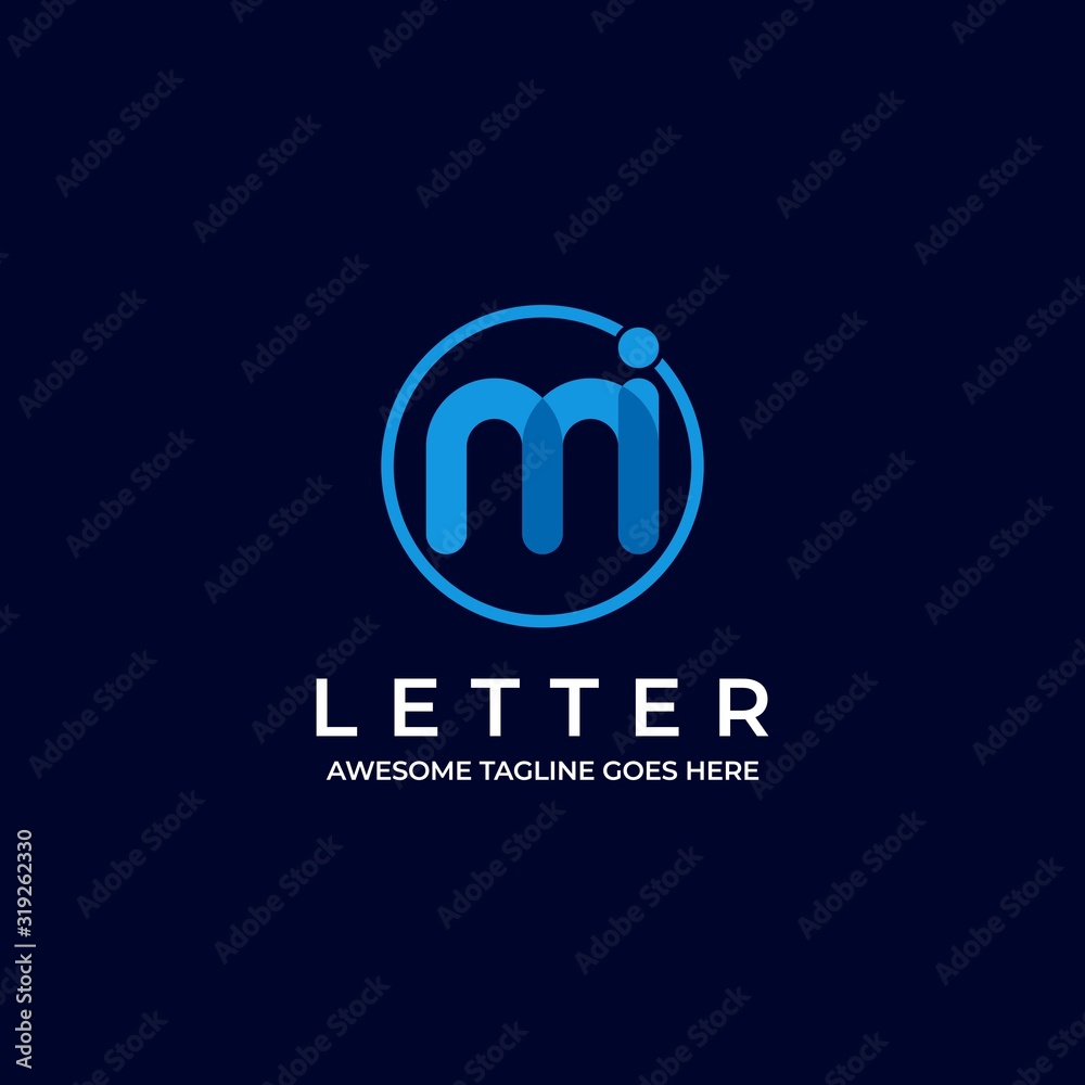 Vector Logo Illustration Abstract Letter M With Circle Line Art Vector Logo Illustration Abstract Letter M With Circle Line Art