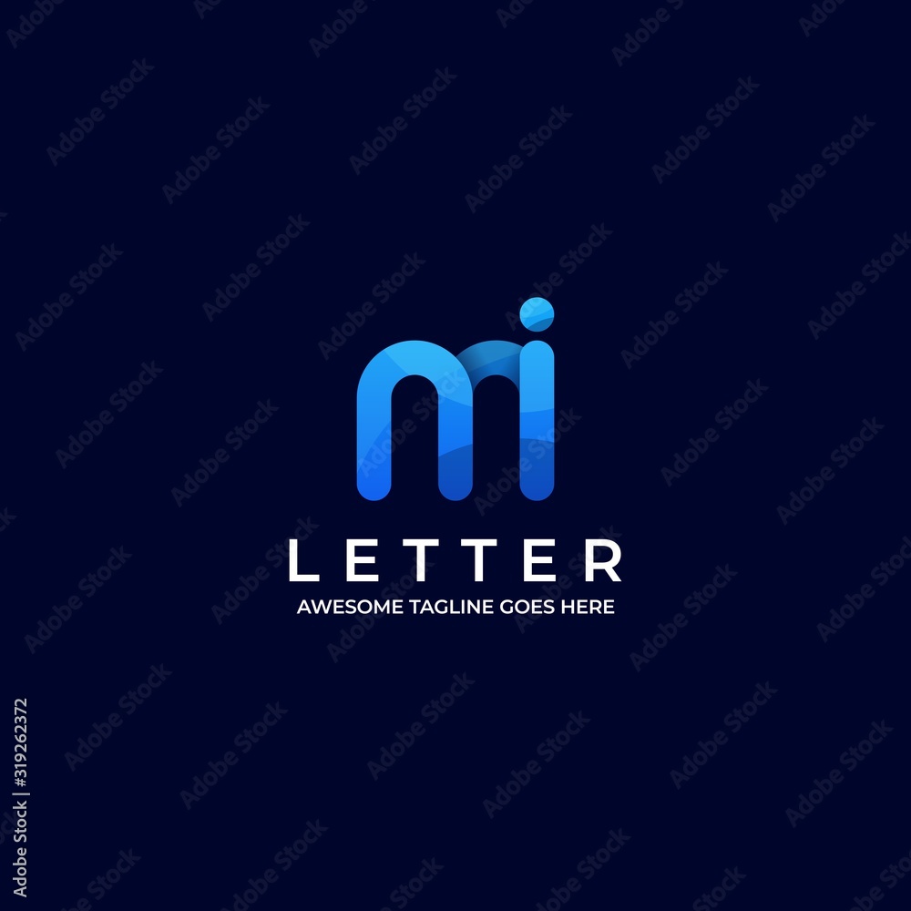 Vector Logo Illustration Abstract Letter M and I Gradient Colorful Vector Logo Illustration Abstract Letter M and I Gradient Colorful