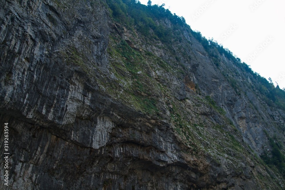 Blue cliffs of the Abkhazian mountain gorges.